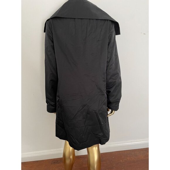 Eileen Fisher Black Weather-Resistant Coat Collar Button zip Closure Micro Liner - Picture 2 of 15